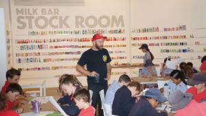 Students meet artist Callum Preston during Milk Bar