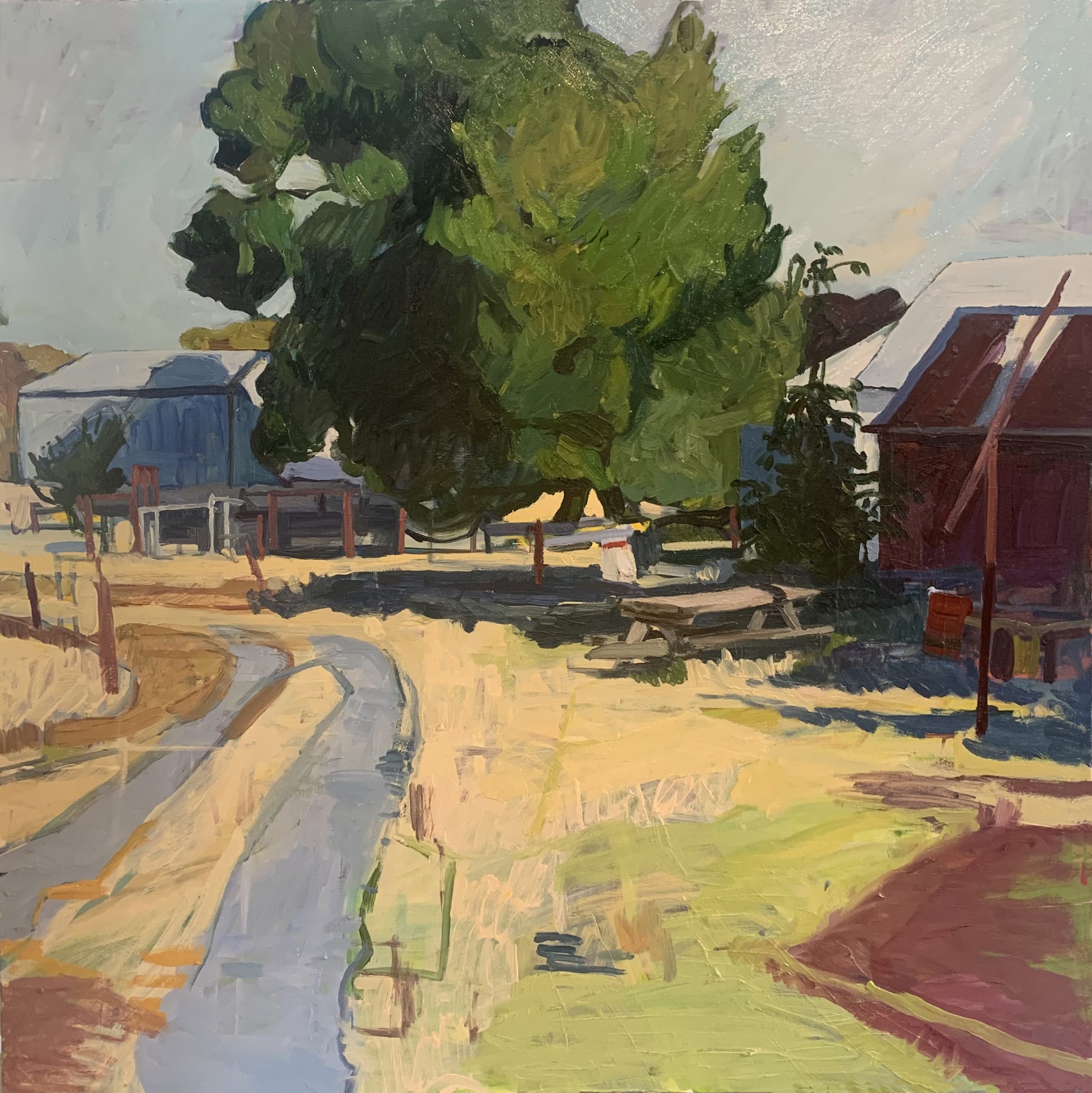 Anna Mackrell ‘Cattle Yards’ 2008 oil on canvas 76 x 76 cm Anna Mackrell 'Cattle Yards' 2008 oil on canvas 76 x 76 cm