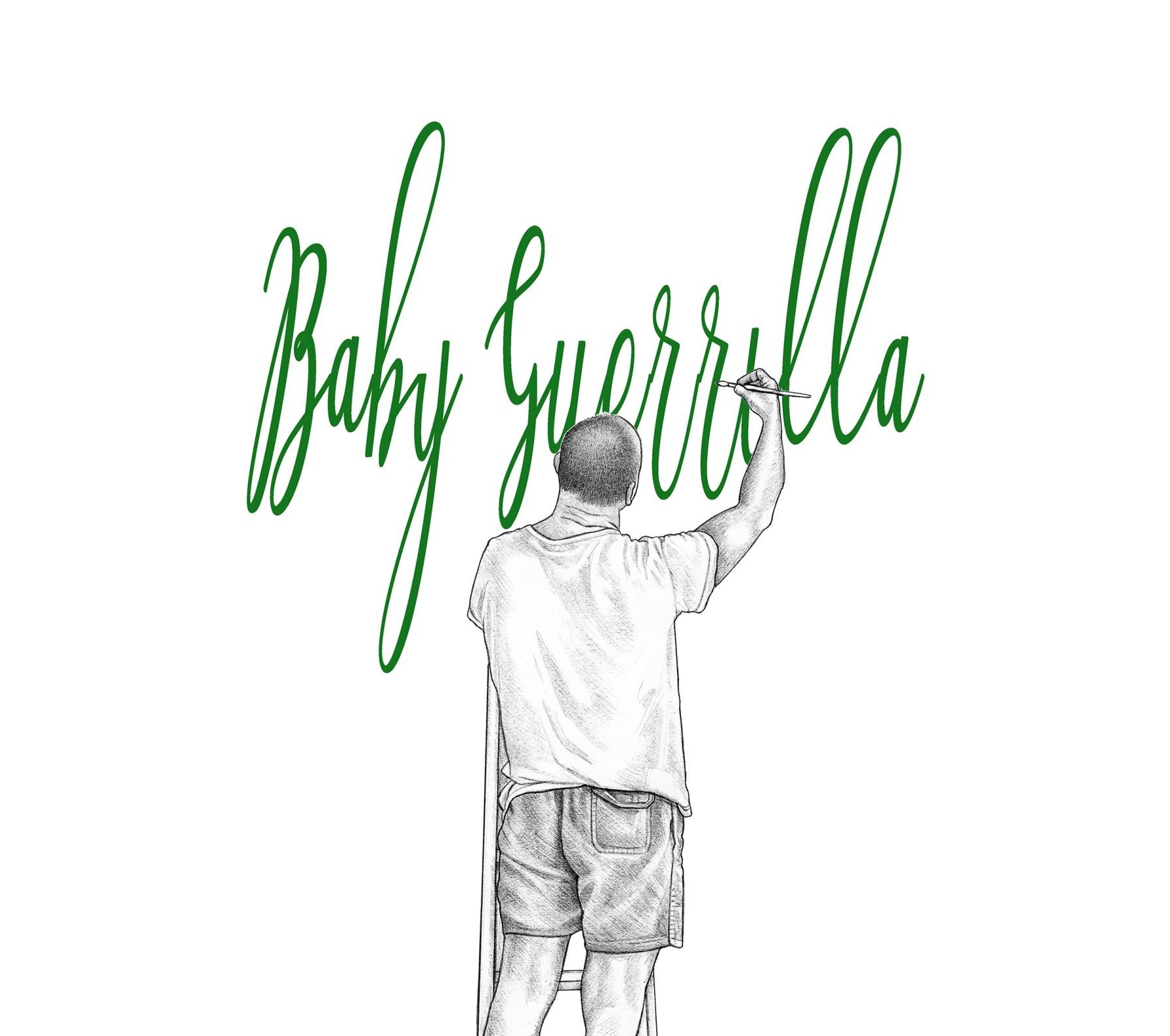 Baby Guerilla Man on Ladder 2025 digital print on aluminium
