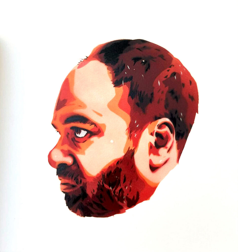 HA-HA 'Self Portrait' aerosol on 300gsm hot press archival paper