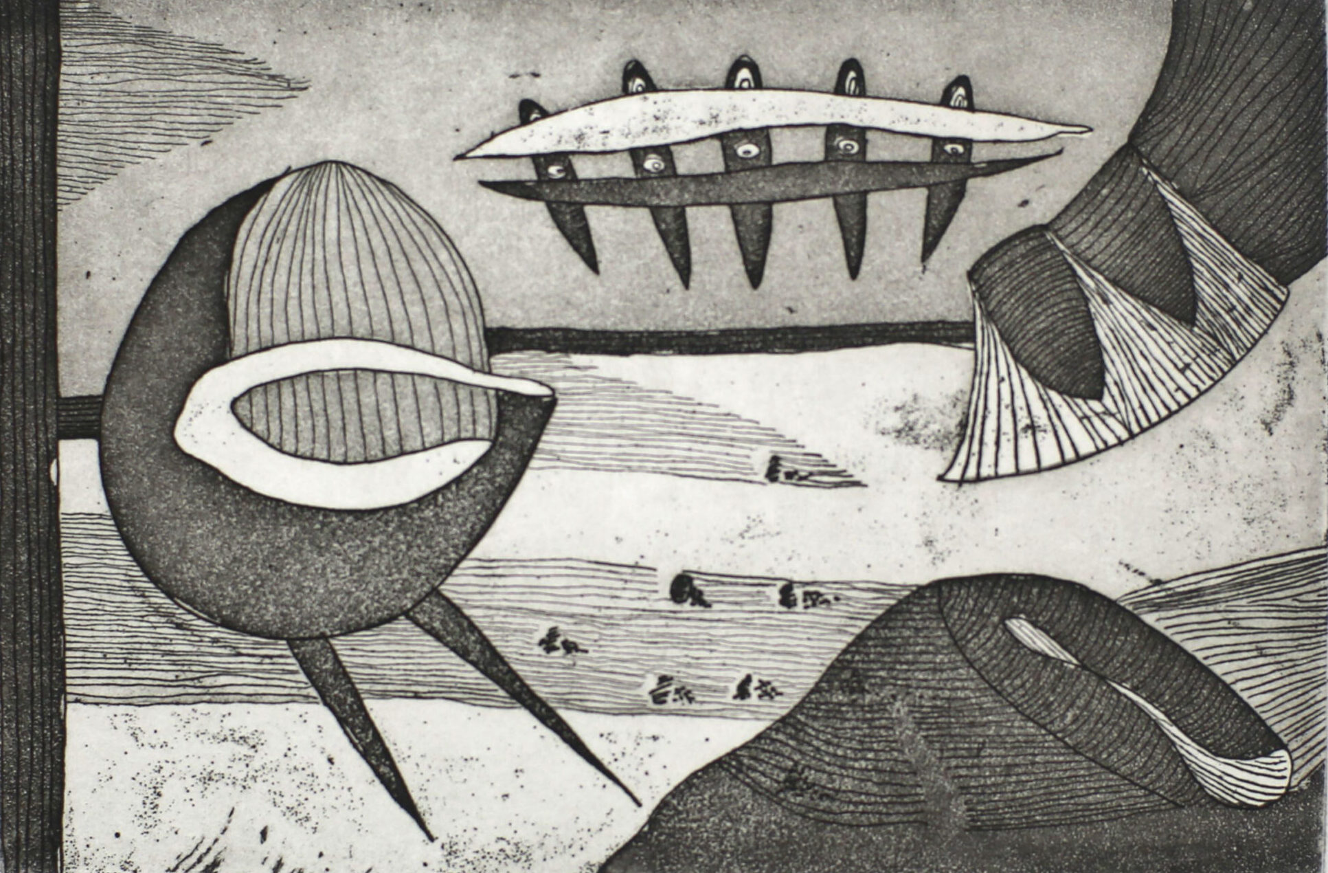 Bill Young 'One Step' electro-etching/aquatint on brass 10 x15 cm [image] 32 x 26 cm [sheet]. Edition of 5
