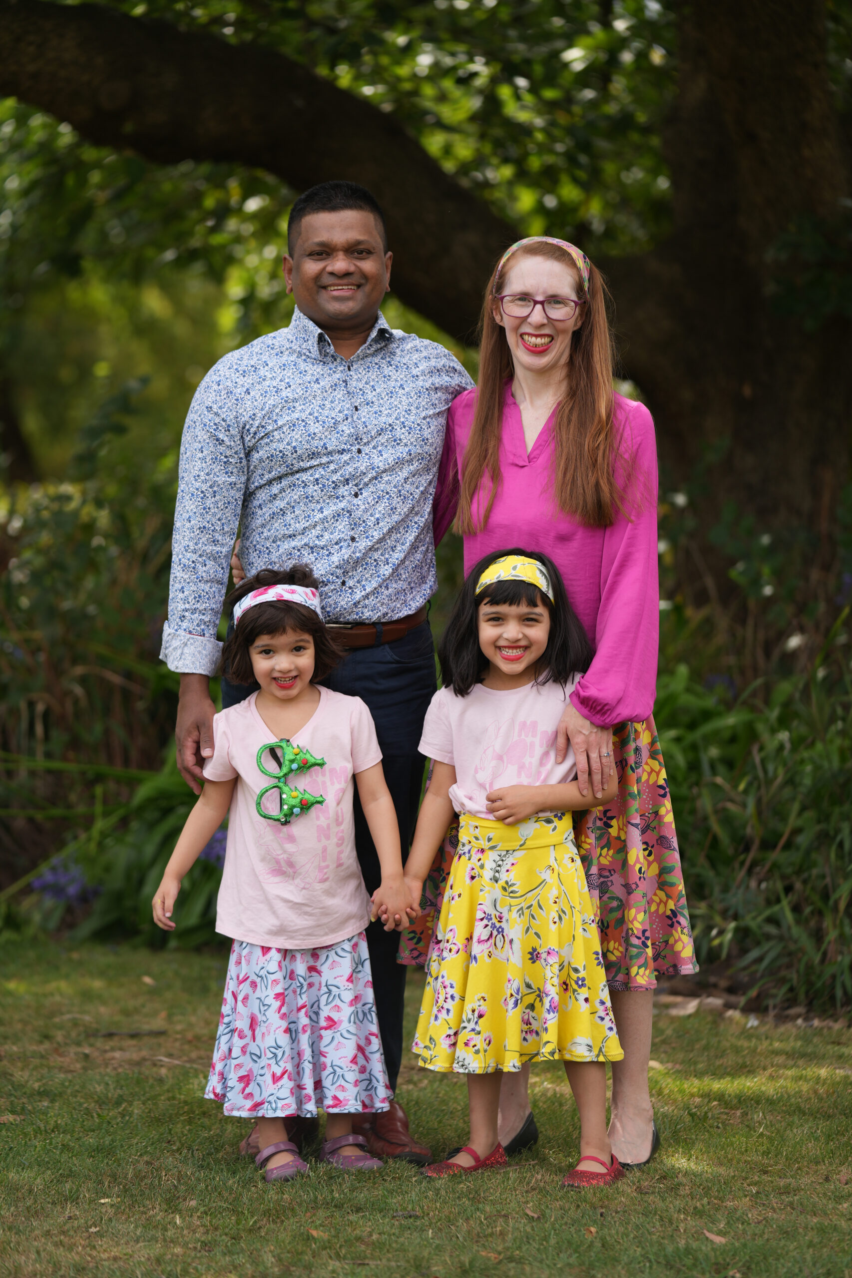 Punarji Gunaratne and Alice Crichton with their children Nangi and Esme