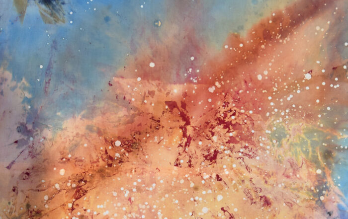 Akhila Fernando 'REIMAGINE II' 2019, Batik (wax-resist dye) on cotton, 127.5 × 90 cm. Collection of the Artist, courtesy of ARTMORE Australia