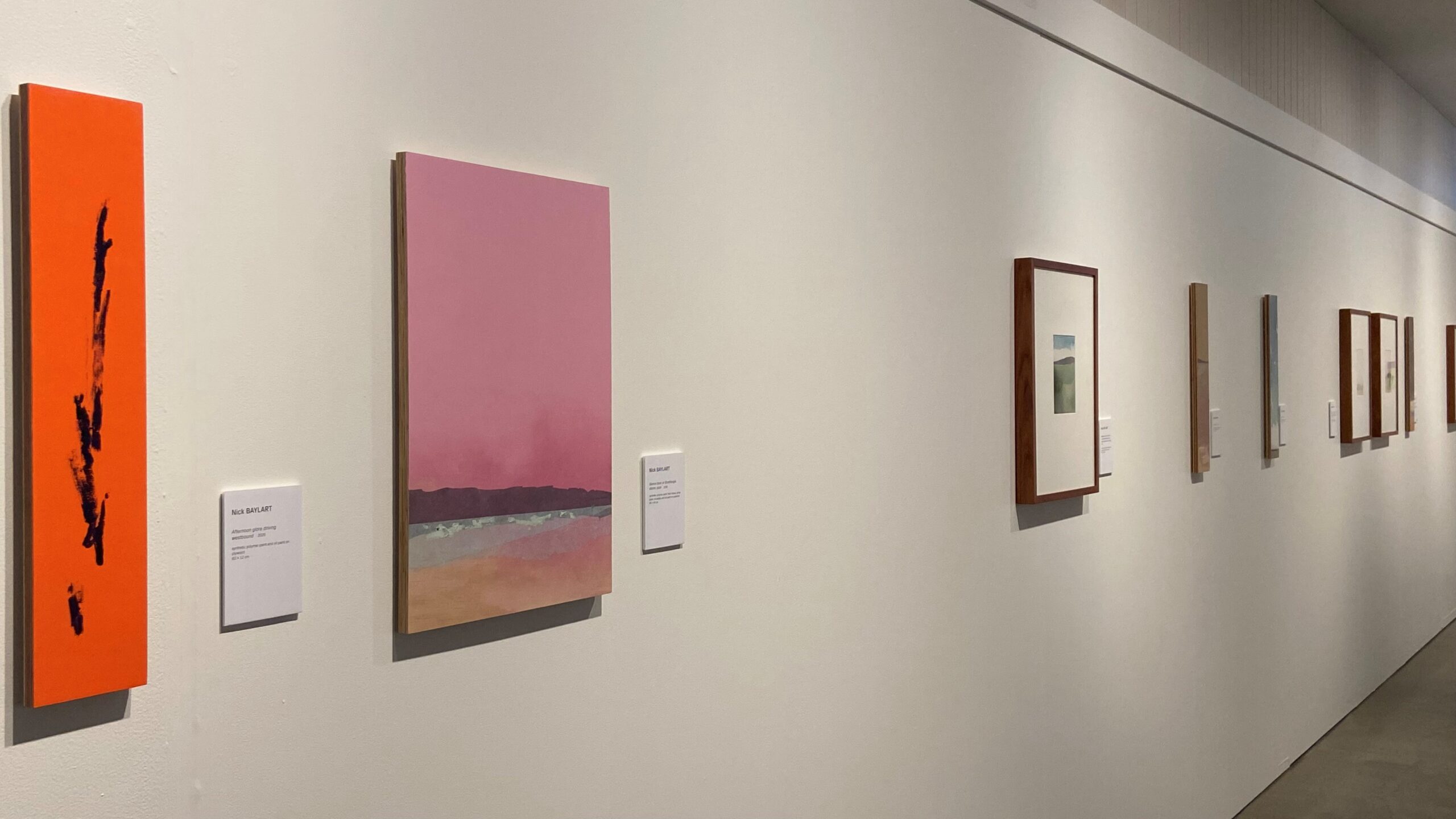 Installation view of Nick Baylart's exhibition 'Speedscapes' at Benalla Art Gallery 2026